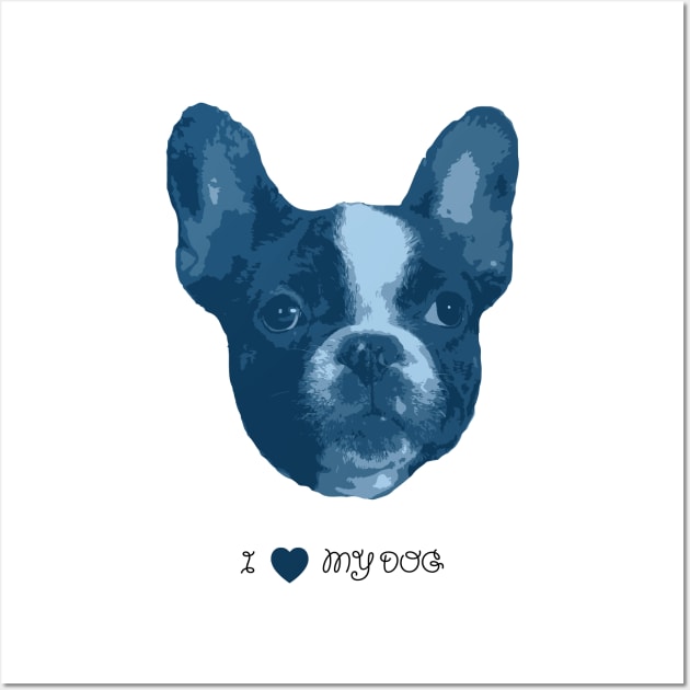 Dogs - French bulldog blue Wall Art by PrintablesPassions